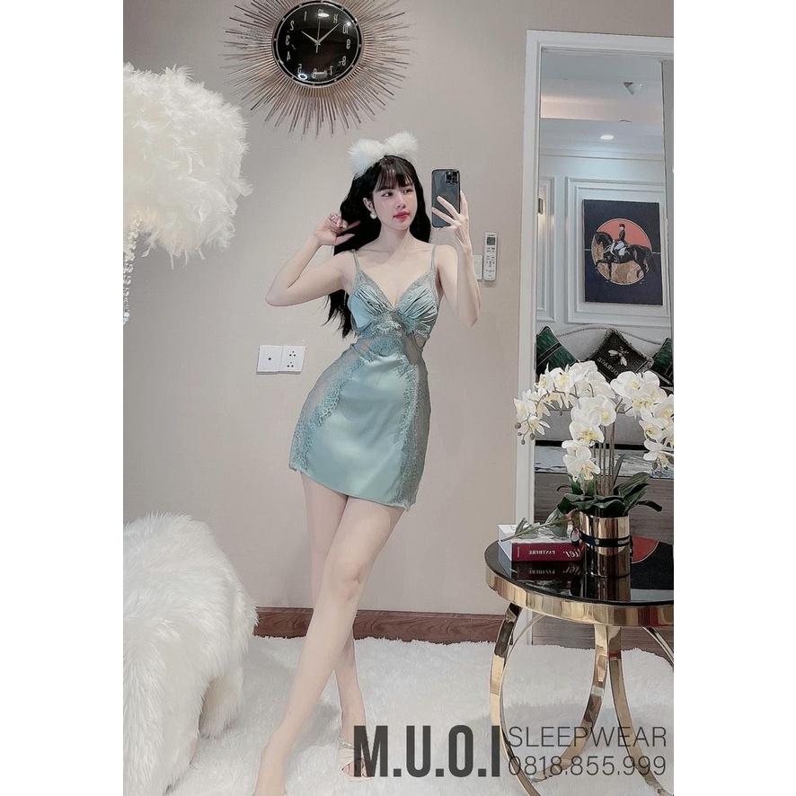 Váy ngủ lụa phối ren ngực sexy hot hit 2021 ️️Đầm mặc nhà gợi cảm QUẢNG CHÂU Muối store- sx 50 -( video- ảnh)