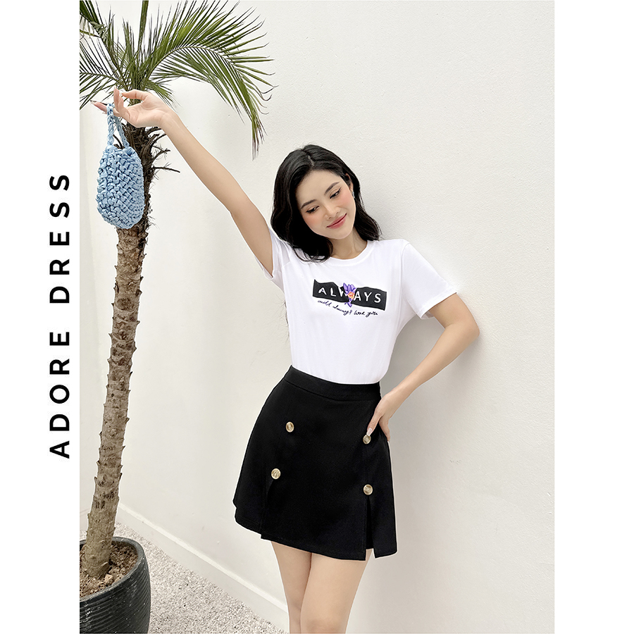 Áo Phông Graphic T-shirts casual style cotton trắng in always 321TS2038 ADORE DRESS