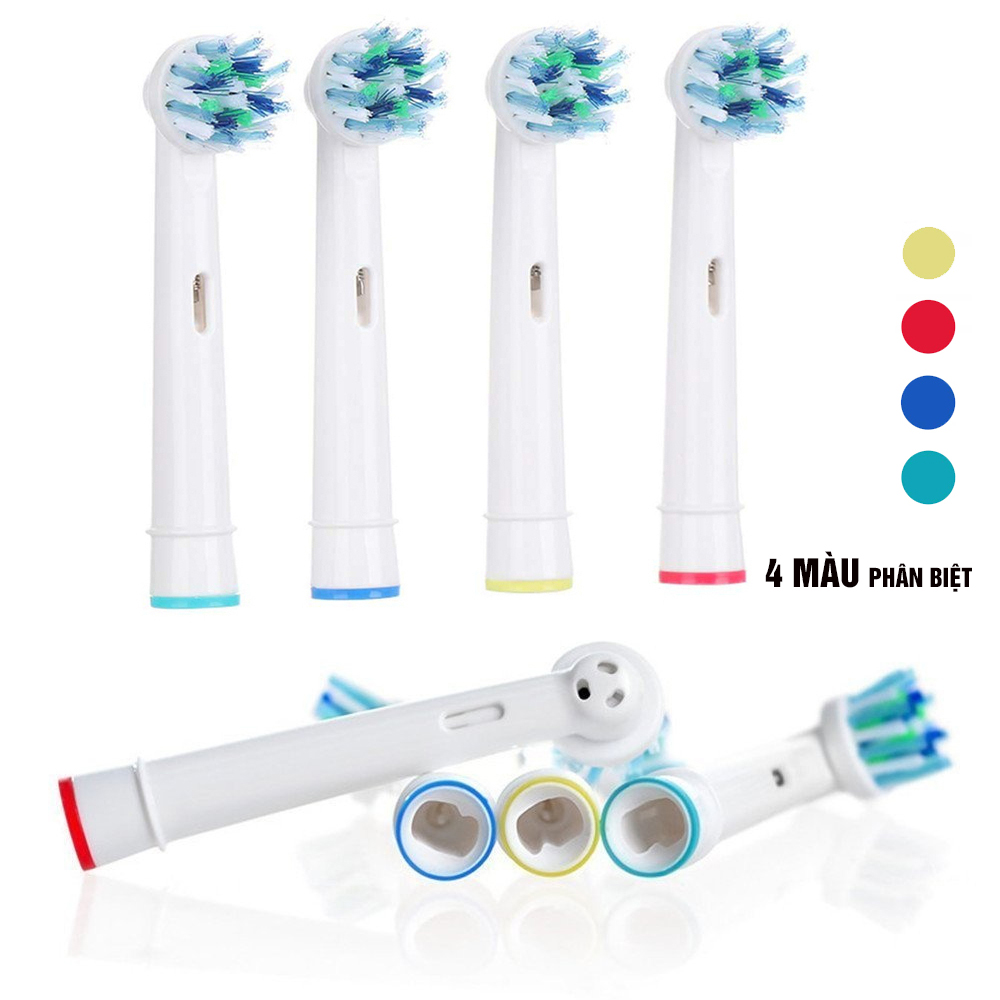 Cho máy Oral B Braun Cross Action EB-50A, Set 4 cái/ vỉ, Bộ 4 đầu bàn chải đánh răng điện đánh tan mảng bám. Tặng kèm móc khóa – Minh House