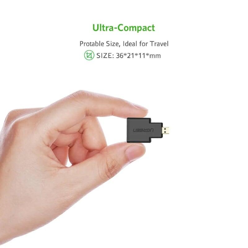 Ugreen UG2010620106TK Màu Đen Đầu chuyển đổi Micro HDMI sang HDMI - HÀNG CHÍNH HÃNG