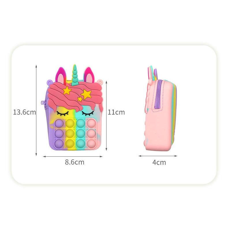 Pop It Fidget Rainbow Color Bubble Bag Toy Crossbody Bag Túi kỳ lân Giải tỏa căng thẳng