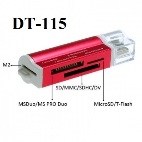 Đầu đọc thẻ nhớ 4 loại thẻ Tròn DT-115/DT-105 tương thích Windows2000 / XP / Vista , Mac OS 9.X- Màu ngẫu nhiên