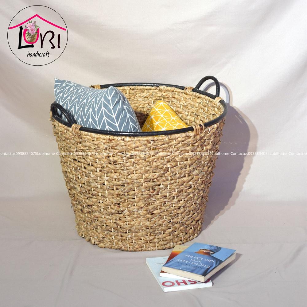 Sọt đựng đồ đan lục bình siêu bự miệng sắt giả cổ - sang trọng