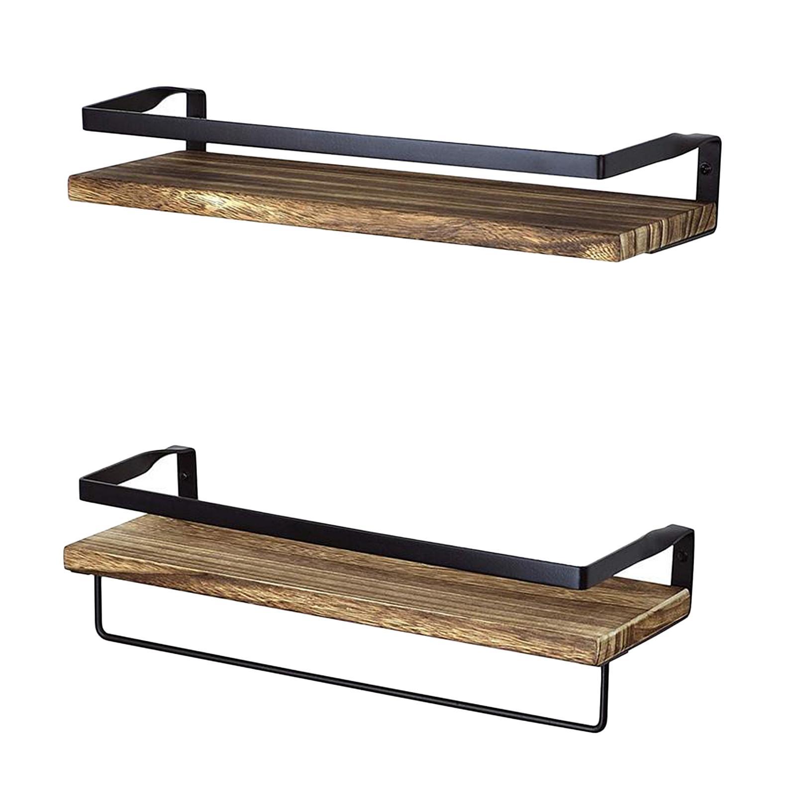 Wall Storage Shelves Set of 2 Kitchen Floating Shelf Livingroom Rack Holder