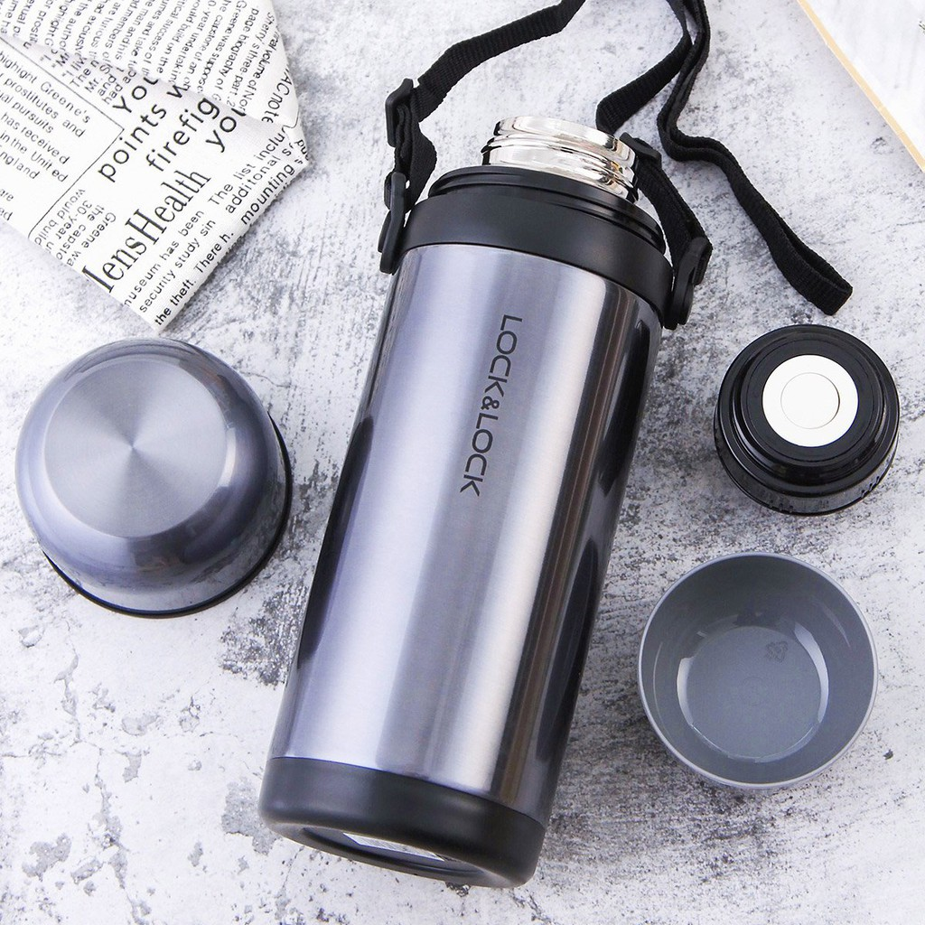 Bình giữ nhiệt LocknLock Easy Take Vacuum Bottle 1L LHC1439, Hàng chính hãng, nắp dùng làm cốc tiện lợi - JoyMall