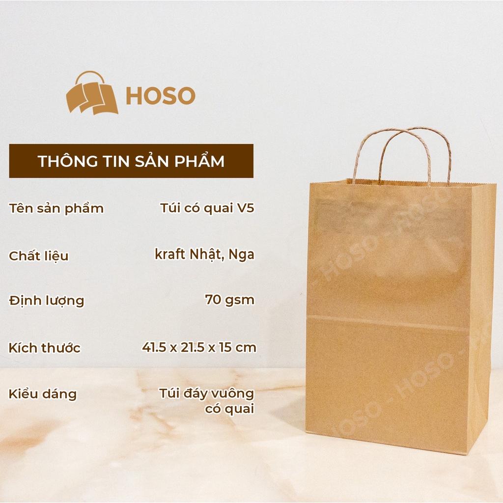 Túi giấy kraft Nhật trơn có quai đựng thực phẩm nhiều kích thước, túi giấy xi măng đựng quà