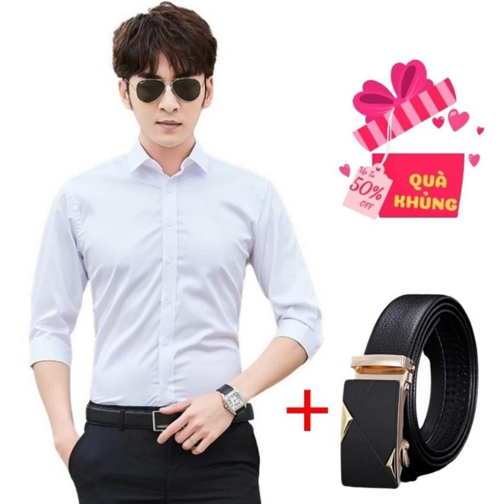 Combo Áo Sơ Mi Nam Tặng Thắt Lưng Vàng Mẫu RF02 Thời Trang TOP Fashion Shop Chất Vải Mềm Mại Chuẩn Form