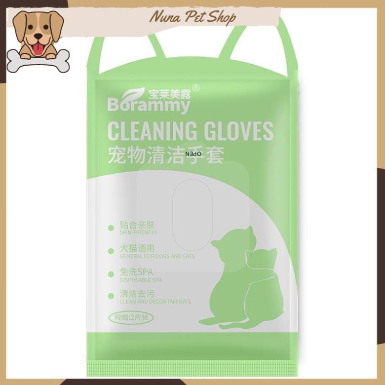 Găng tay tắm khô, khử mùi hôi và vệ sinh sạch sẽ cho chó mèo, dùng 1 lần tiện lợi cho thú cưng