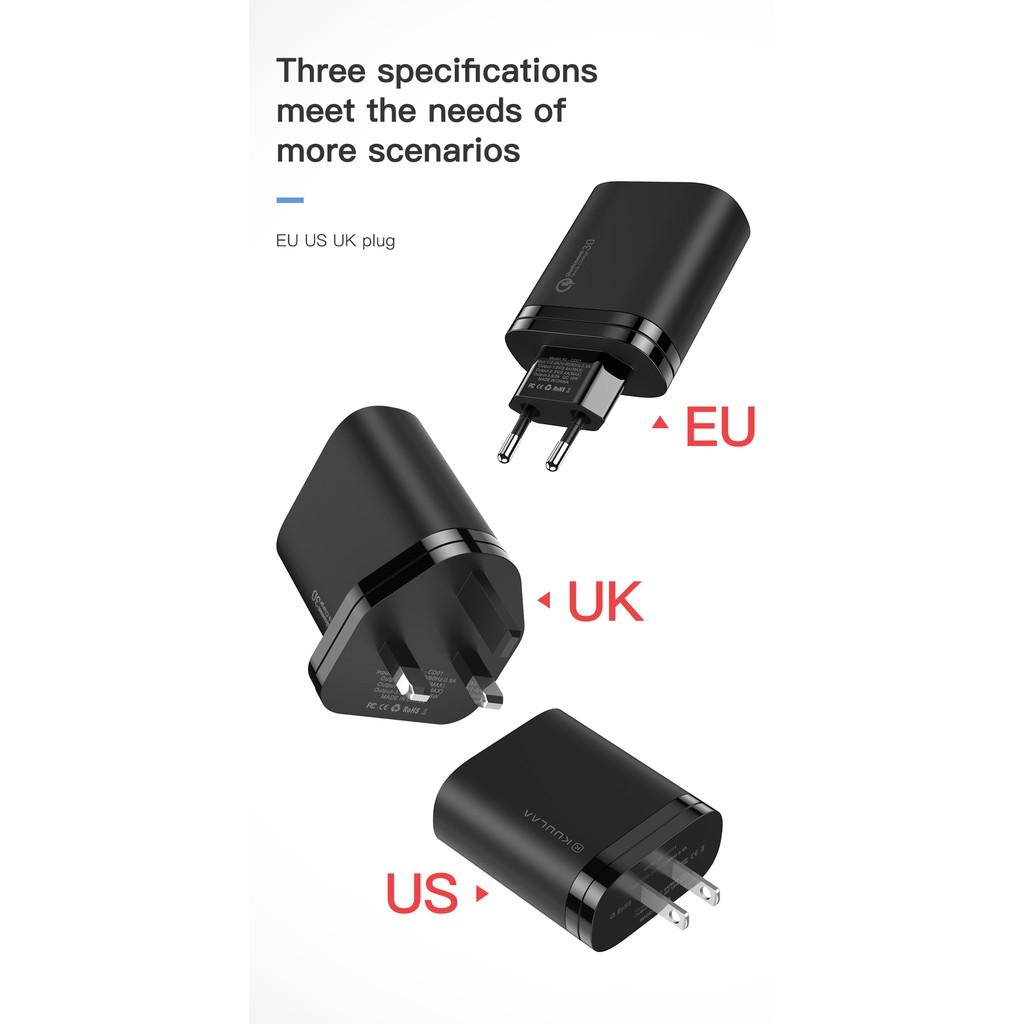 Cốc Sạc Nhanh 3 Cổng USB Chính Hãng KuuLaa