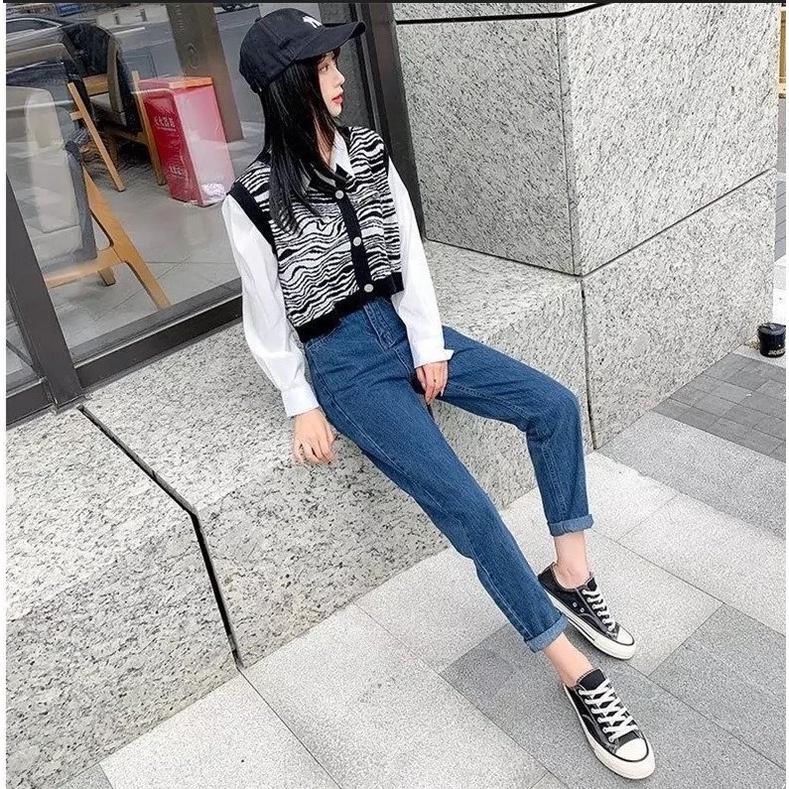 Quần Baggy jean nữ màu xanh đậm trơn truyền thống đẹp y hình đủ size 40kg đến 82kg