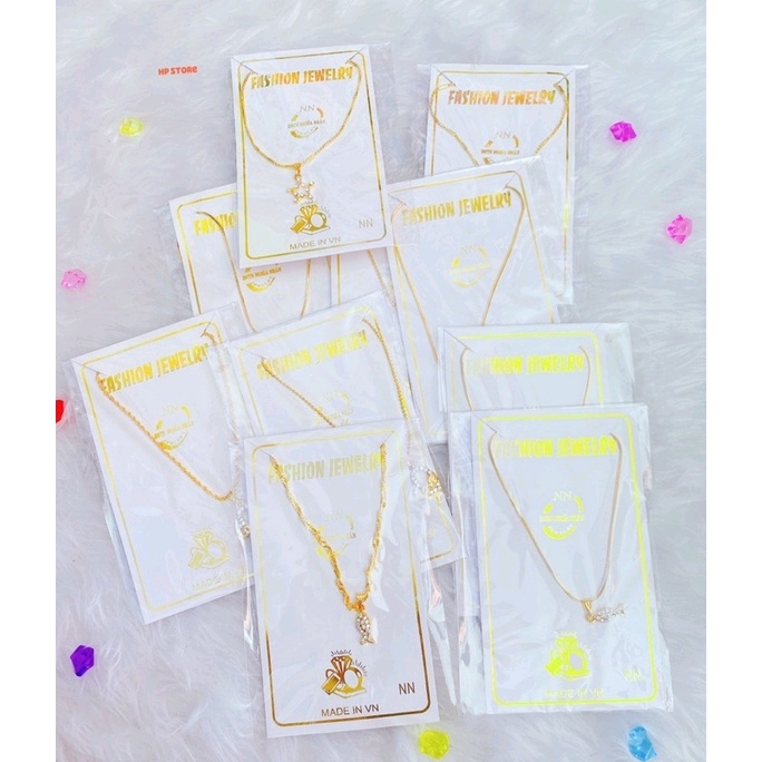 Dây Chuyền Màu Vàng Mặt Ngôi Sao, Cá, Trái Tim Love Đính Đá, Bền Màu - SLL Nhắn Shop