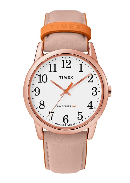 Đồng Hồ Nữ Dây Da Timex Easy Reader 38mm Rose Gold Case White Dial Pink Leather Strap - TW2T28600