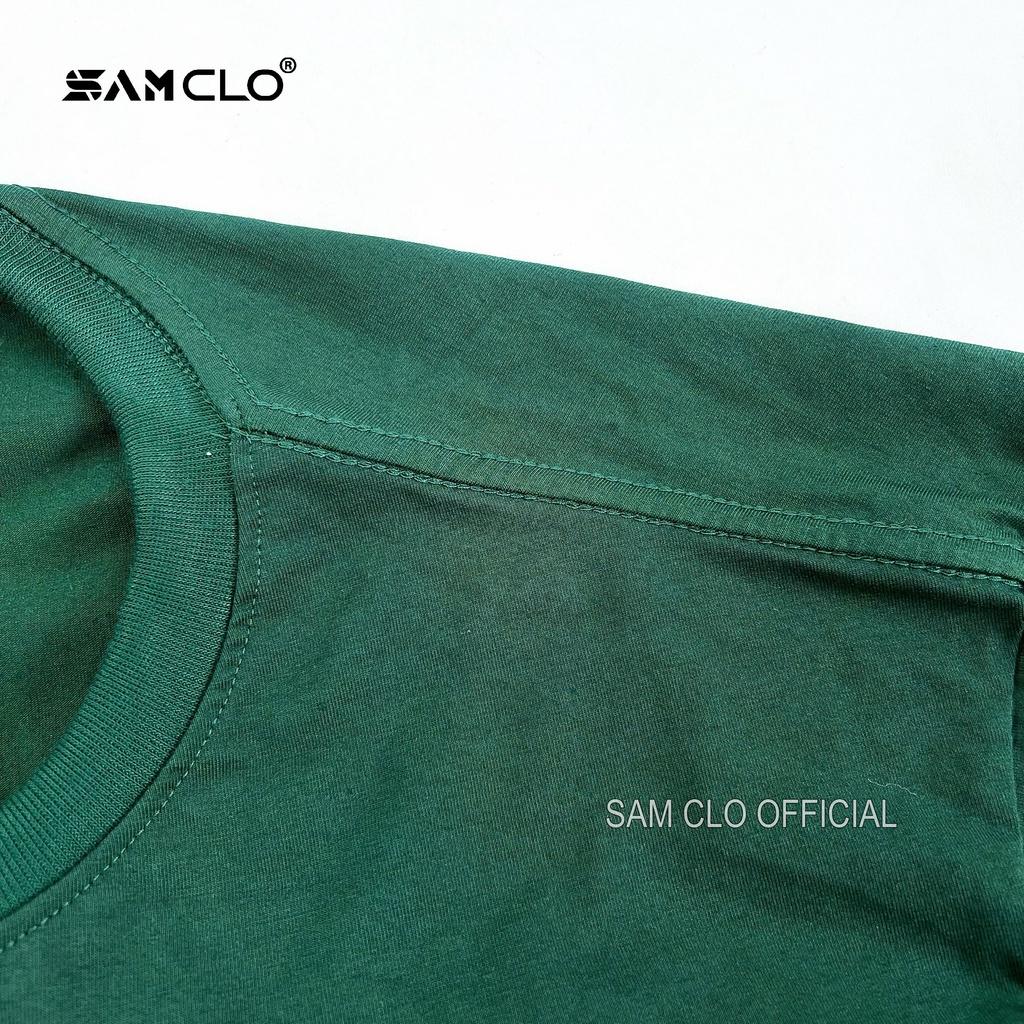 Áo thun nam nữ tay lỡ SAM CLO form rộng Unisex, mặc cặp, nhóm SADLUV - 80% COTTON - MÀU XANH RÊU
