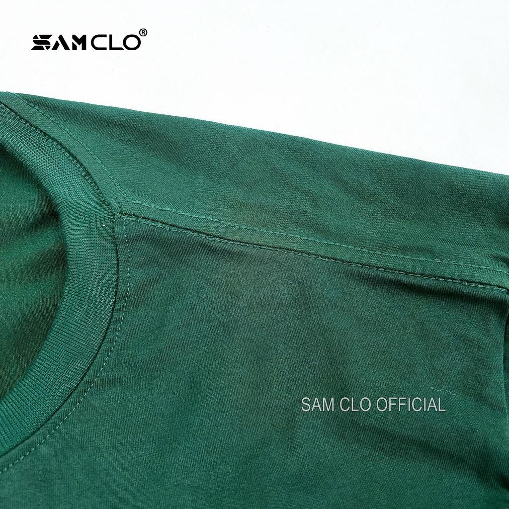 Áo thun nam nữ tay lỡ SAM CLO form rộng Unisex, mặc cặp, nhóm SADLUV - 80% COTTON - MÀU XANH RÊU