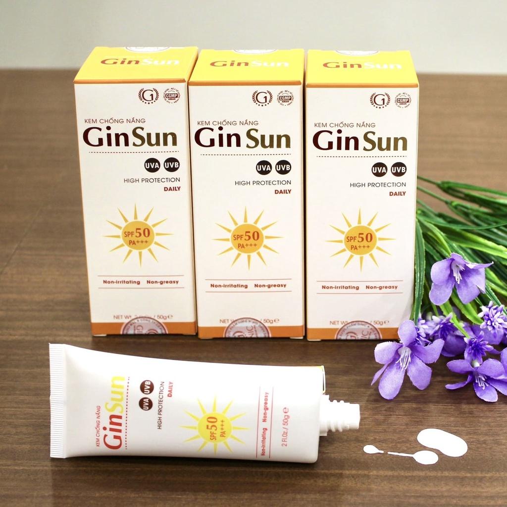 Kem Chống Nắng GINSUN 50G Với SPF50 Giúp Lọc Tia Tử Ngoại, Chống Tia UVB, Bảo Vệ Da Trong Nhiều Giờ.