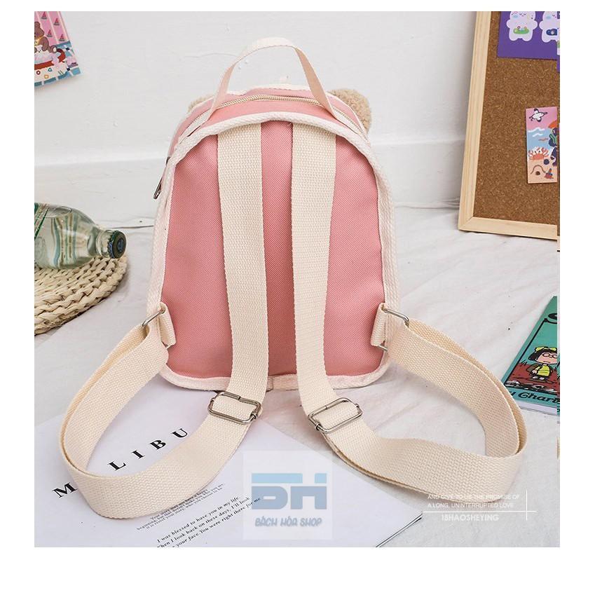Balo vải Canvas hình chú gấu xinh xắn cho bé mẫu giáo, nhà trẻ