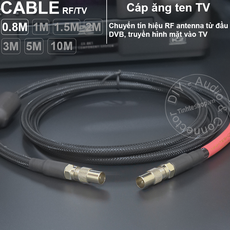 Dây anten TV truyền hình cáp Đầu DVB DIY 0.8 đến 10 mét - DIY TV signal cable DVB head 9.5mm jack and detachable