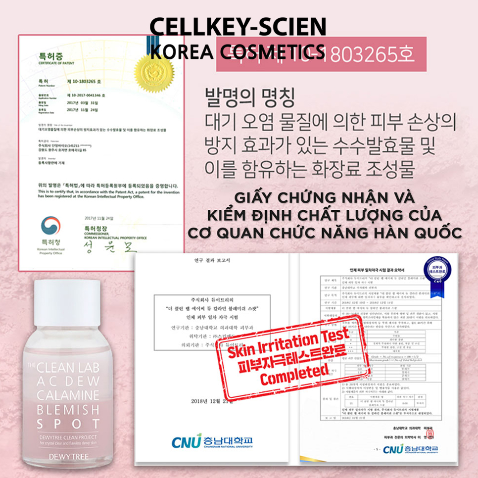 Serum Tinh Chất Chấm Mụn Lành Tính Nhanh Xẹp Mụn Chống Thâm Và Sẹo Rỗ DewyTree The Clean Lab AC DEW Calamine Blemish Spot 20ml