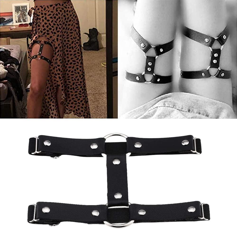 2 Chiếc Thun Da Chân Dây Đôi Hàng Sọc Punk Dây Dây Rút Tạo Vòng Cho Nữ Cô Gái Đen