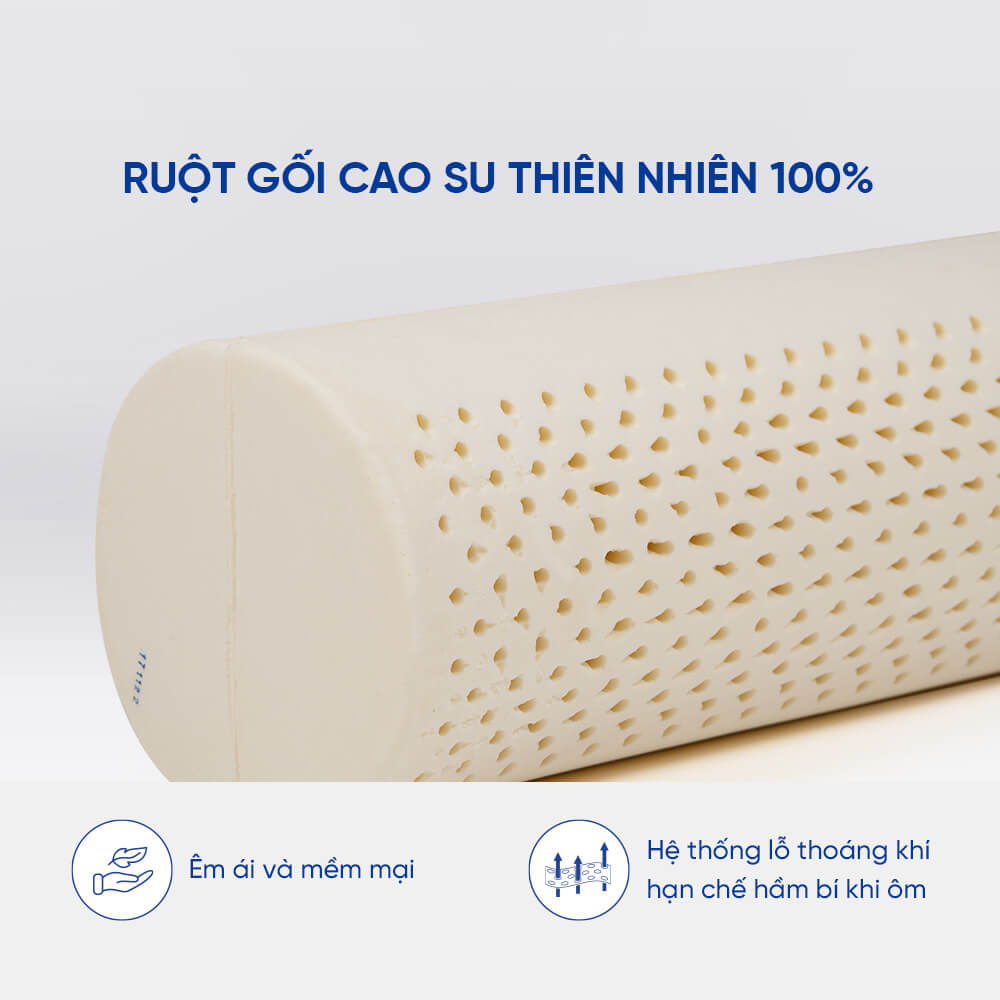 Gối ôm cao su Kim Cương Honey 20x100cm ( kháng khuẩn, thoáng mát, 100% cao su thiên nhiên)