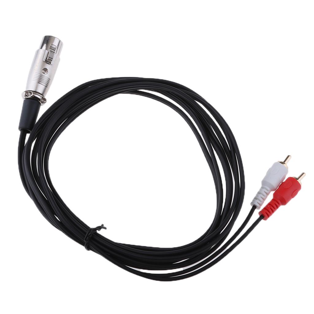 Stereo Audio Cable Wire Cord 3 Pin 1 XLR Female Plug to 2 RCA Male Splitter