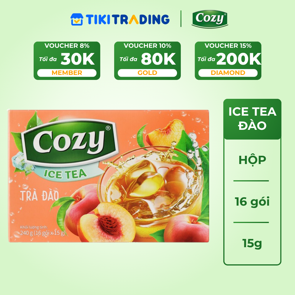 Cozy Icetea Đào 16 gói x 15g Hộp