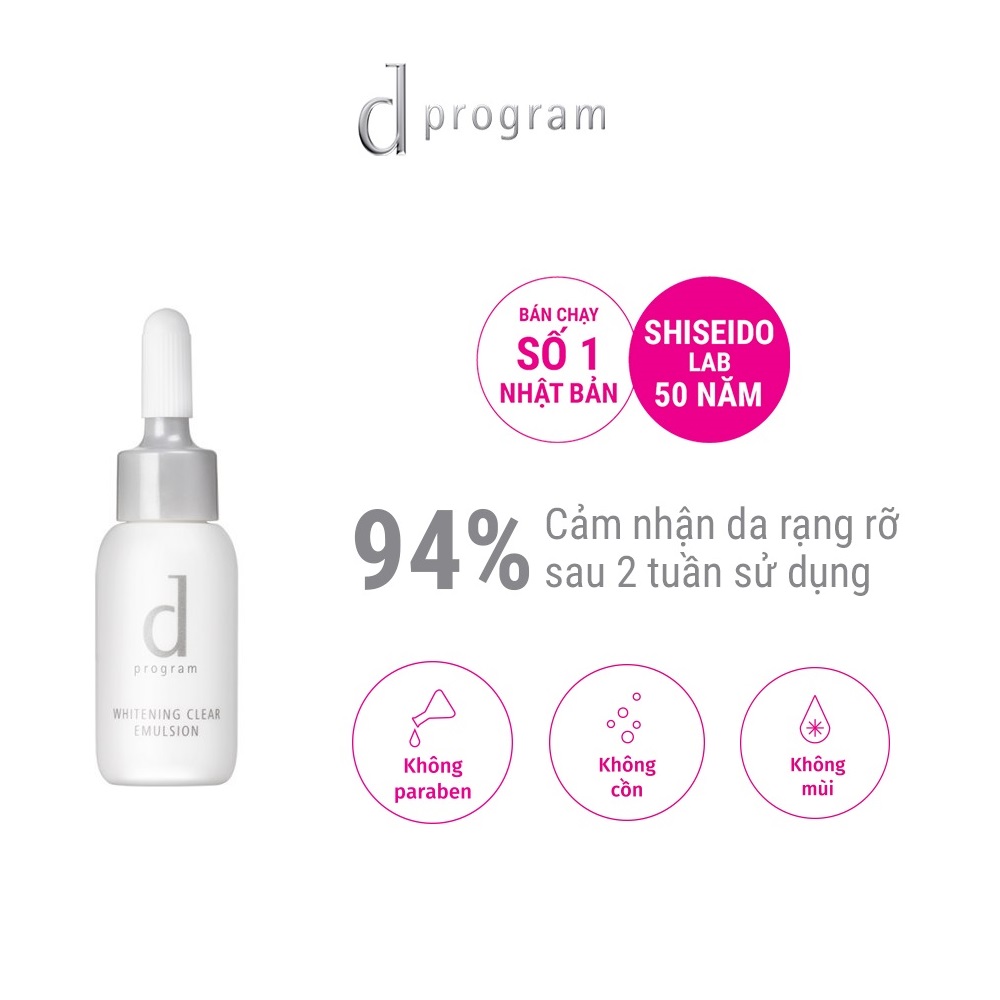 Sữa dưỡng trắng da d program Whitening Clear Emulsion 11ml