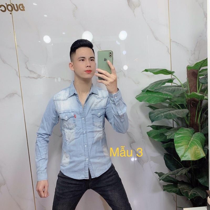 Áo sơ mi bò nam xanh/ áo jeans nam xanh 2021