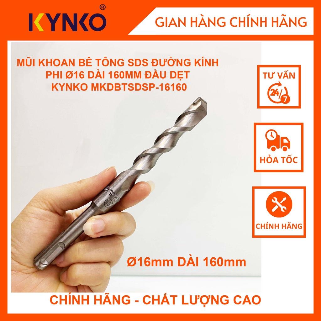 MŨI KHOAN BÊ TÔNG SDS ĐƯỜNG KÍNH PHI Ø16 DÀI 160MM ĐẦU DẸT KYNKO MKDBTSDSP-16160