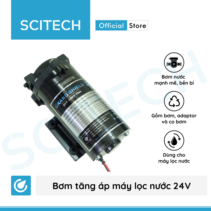 Bơm tăng áp máy lọc nước 24V (Tặng kèm co bơm) - Hàng chính hãng