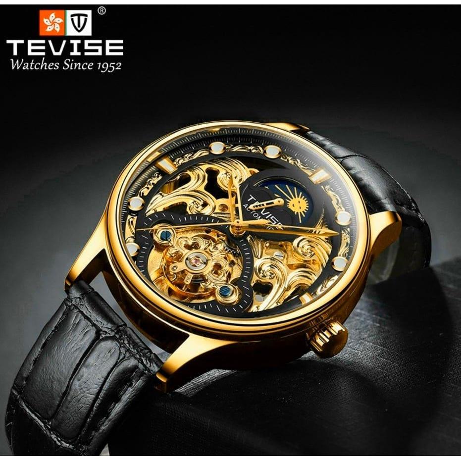 Đồng hồ cơ Tevise T37 dành cho nam, dây da cực đẹp, sang trọng