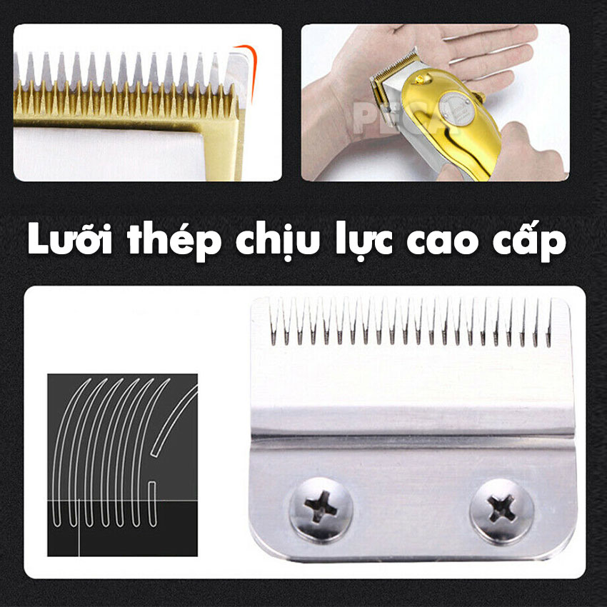 Tông đơ cắt tóc không dây chuyên nghiệp Kemei KM-1986 pin trâu màn hình hiển thị LCD dùng cắt tóc, cạo trắng tattoo tóc thích hợp sử dụng cho Barber shop, tiệm tóc ( Màu vàng )