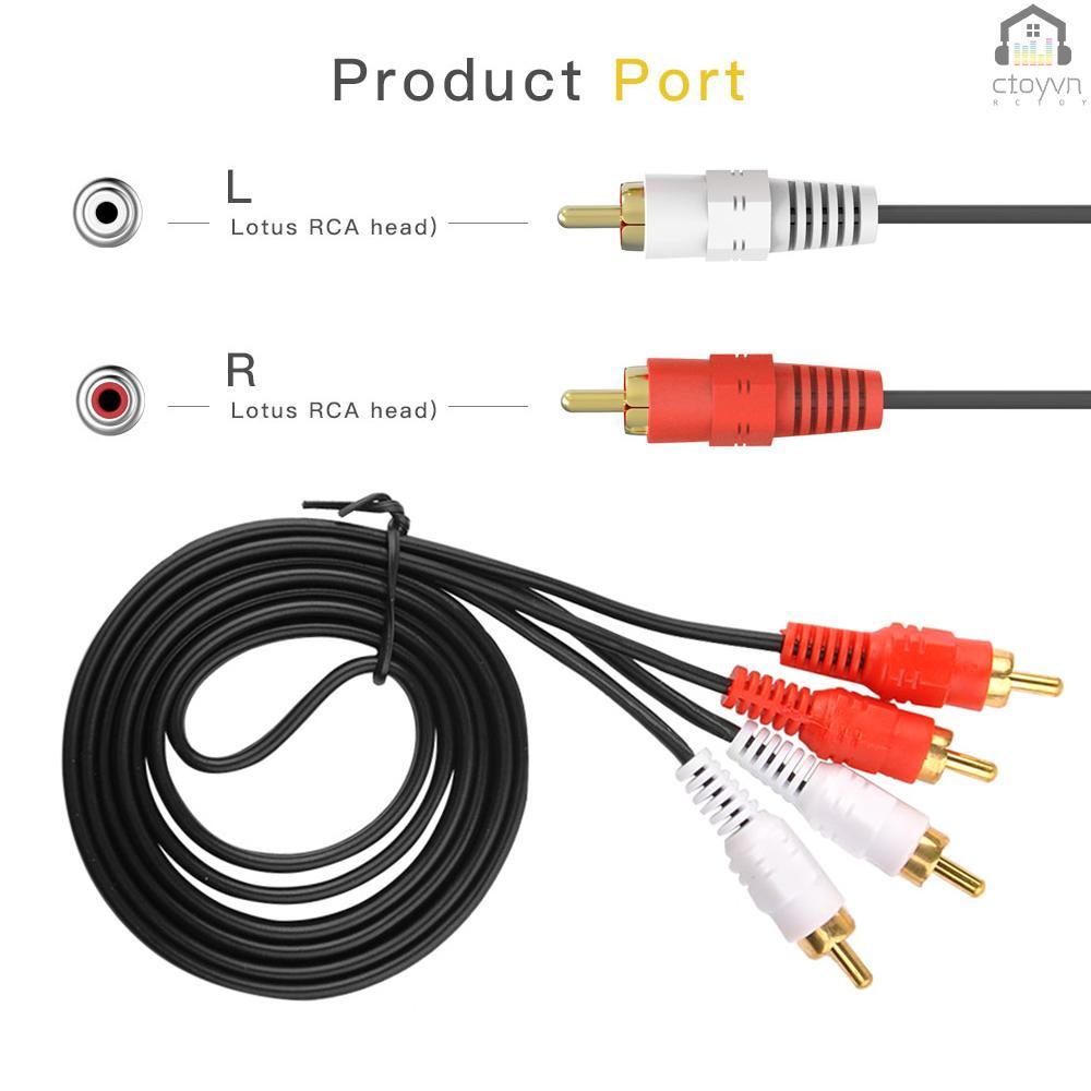 Dây cáp âm thanh chuyển đổi 2 RCA đực sang 2 đầu RCA dài 1.5m màu đen cho bộ khuếch đại âm thanh DVD TV CD