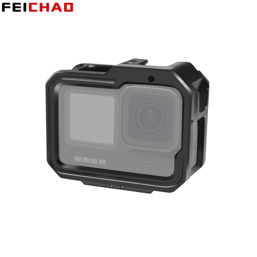 Hợp Kim Nhôm Khung Máy Ảnh Lồng Đế Giày Lạnh Từ Bộ Chuyển Đổi Có Thể Gập Lại Cho GoPro Hero 11 10 9 Phụ Kiện Làm Mát Lồng Giàn Khoan