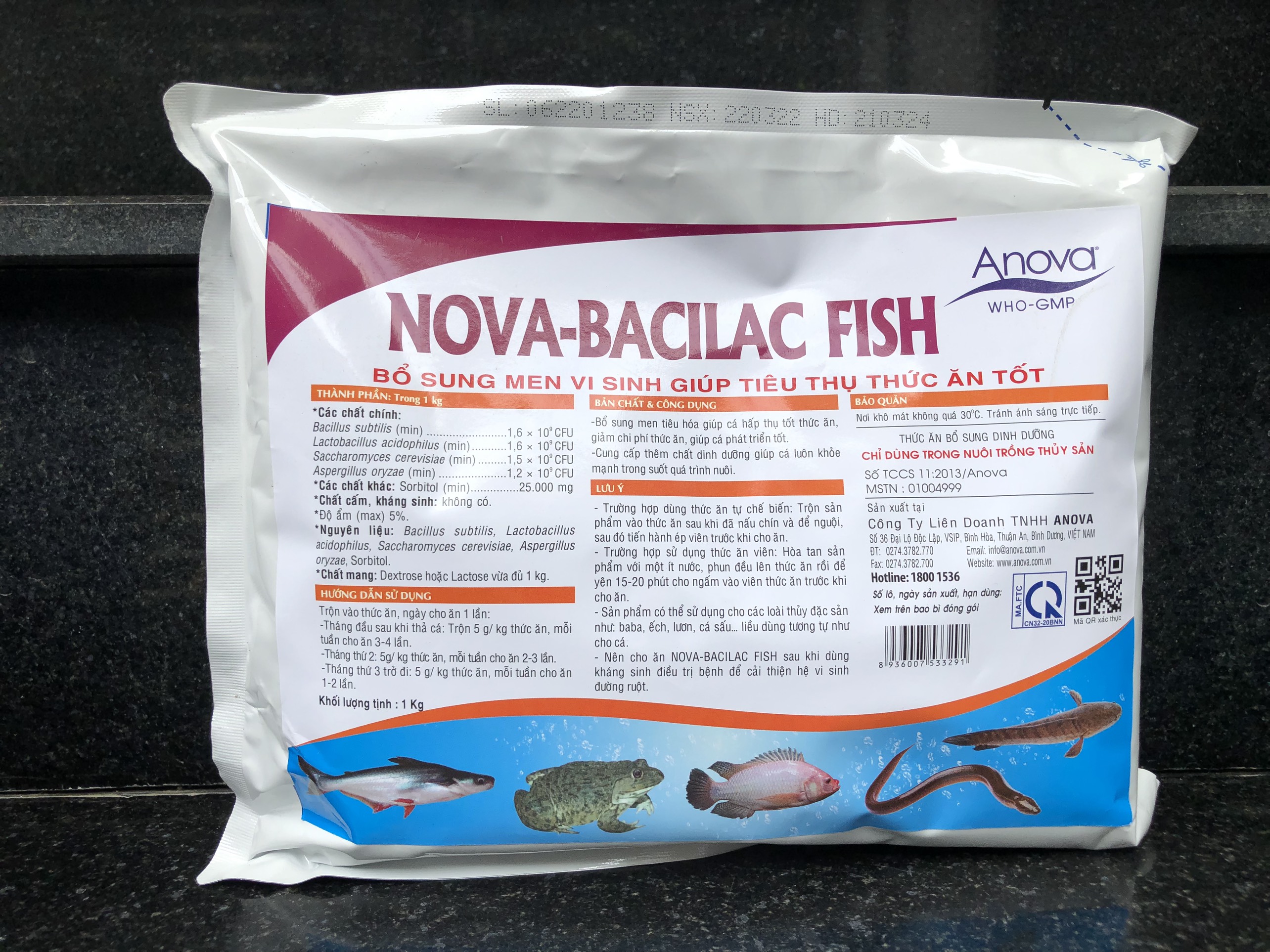 Men tiêu hóa cho cá Bacilac bổ sung men vi sinh giúp tiêu thụ thức ăn tốt (gói 1kg)