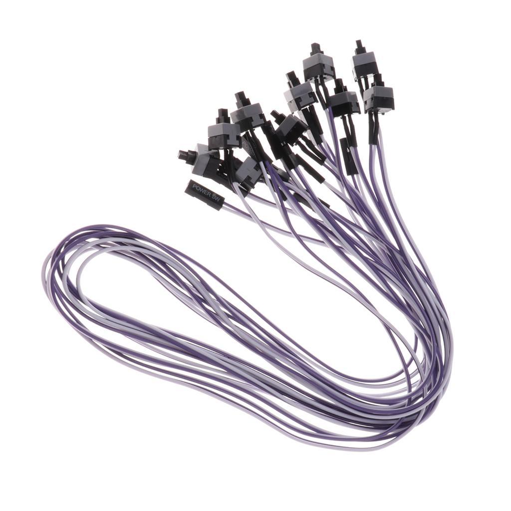 10Pcs 2Pin SW Power Cable on/off Push Button  Motherboard Switch Line