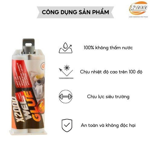 Keo Hàn X2000 Chịu Nhiệt Chịu Va Chạm Tác Động Mạnh, Keo Hàn Gắn Sắt Thép Đa Năng Siêu Bền, Siêu Chống Thấm