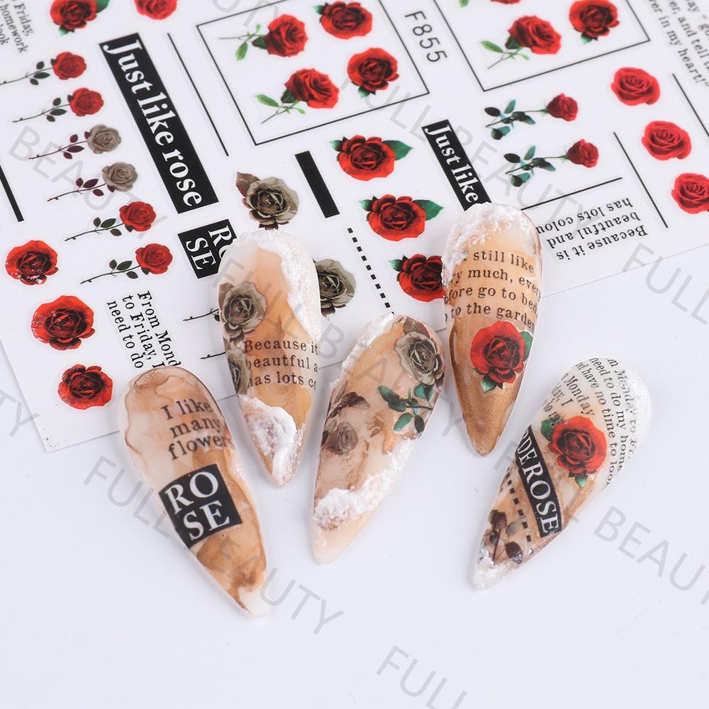 Sticker Hoa Hồng Valentine's Day | Hình Dán Móng Tay