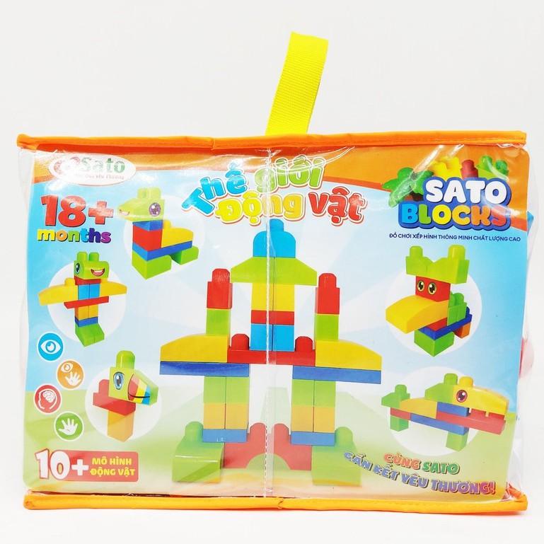 Đồ chơi Xếp hình mầm non Sato Blocks 36 chi tiết cho bé từ 18 tháng tuổi SATO073