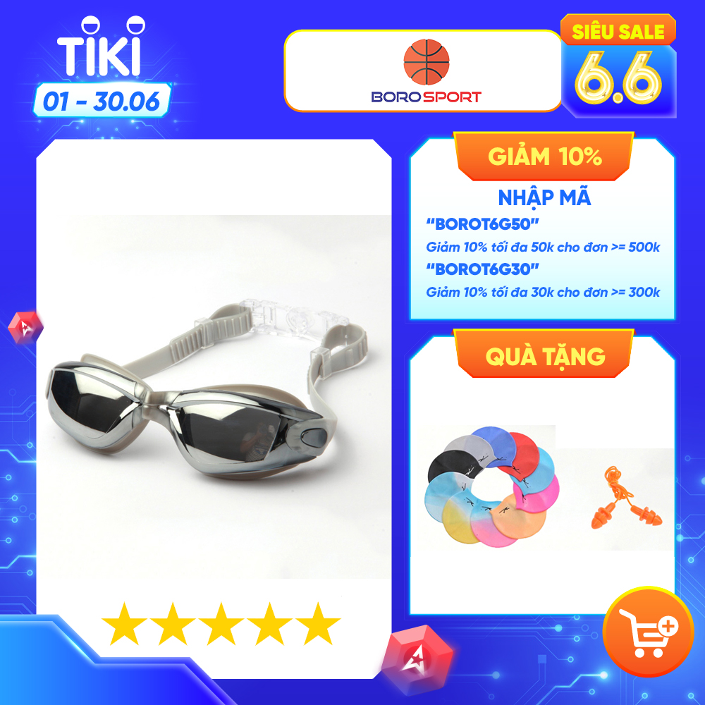 Kính Bơi Tráng Gương Cleacco MC770 Polycabonat - Chống Sương Mờ , Chống Chói Cao Cấp - Hàng Chính Hãng Tặng Kèm Nón Bơi Slicon Và Bịt Tai BORO SPORT