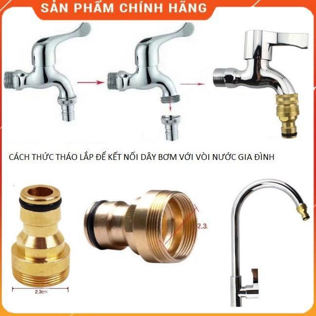 Máy bơm️Evoucher️ Bộ dây vòi xịt nước rửa xe, tưới cây , tăng áp 3 lần, loại 7m, 10m 206319 cút sập,nối đen + đai