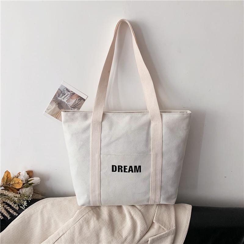 Túi Tote Vải DREAM YOLA SHOP hàn quốc Túi xách nữ vải canvas đẹp rẻ size lớn vừa A4 đi học đi làm TUIV.004 -QUÀ CỘT TÓC