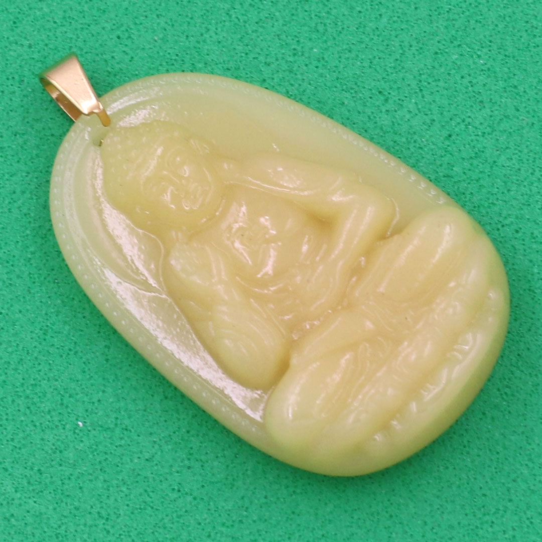 Mặt dây chuyền Phật A Di Đà thạch anh vàng 4.3cm MTVO7 - phật bản mệnh tuổi Tuất và tuổi Hợi