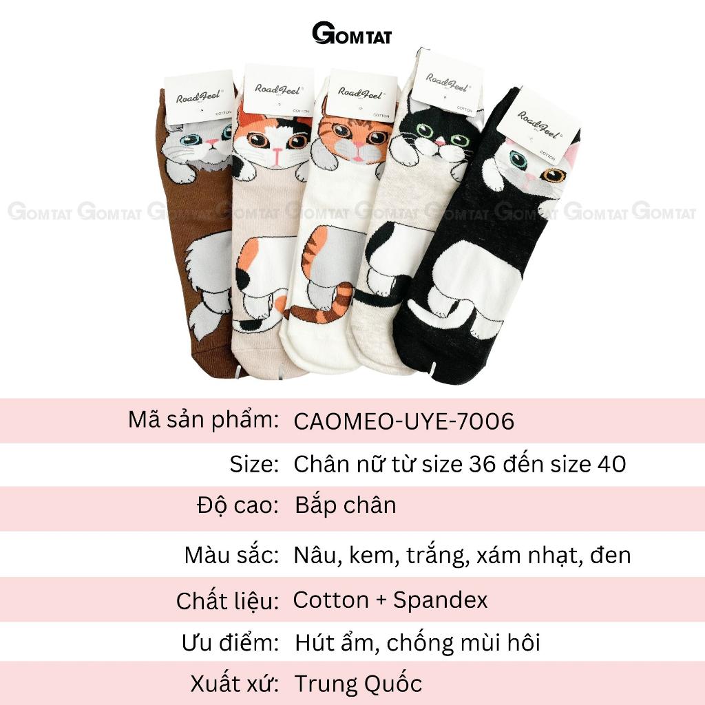 Tất cổ cao nữ họa tiết hình bé mèo dễ thương, vớ nữ cao cổ chất liệu cotton cao cấp - CAOMEO-UYE-7006-1DOI