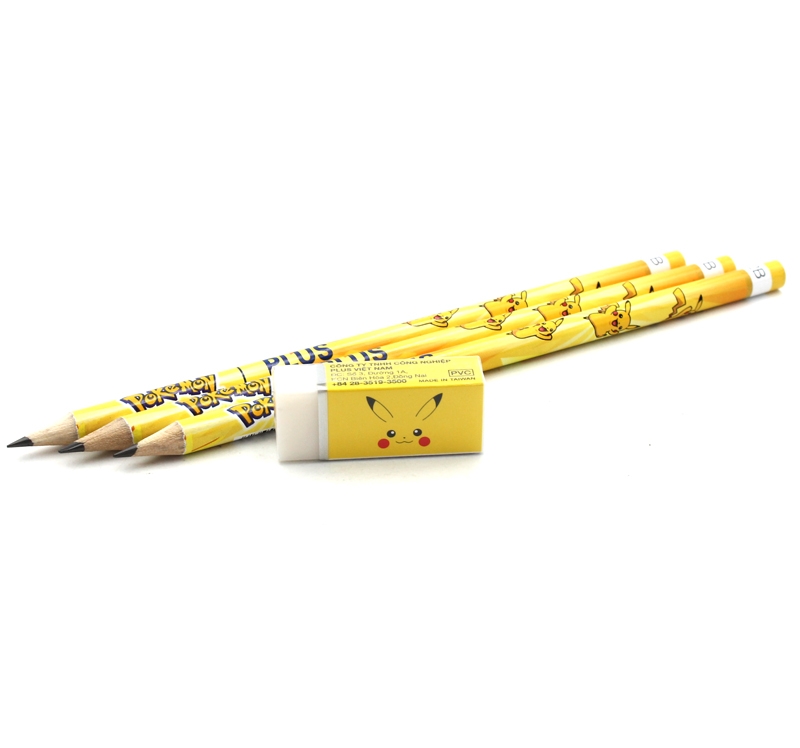 Combo 3 Cây Bút Chì Pokemon PLUS Kèm Gôm