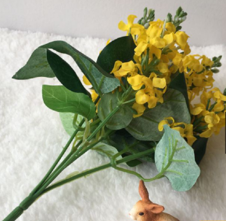 Hoa Giả Hoa Lụa - Combo 3 cành HOA HOÀNG YẾN 1 CÀNH 5 NHÁNH Dài 29cm