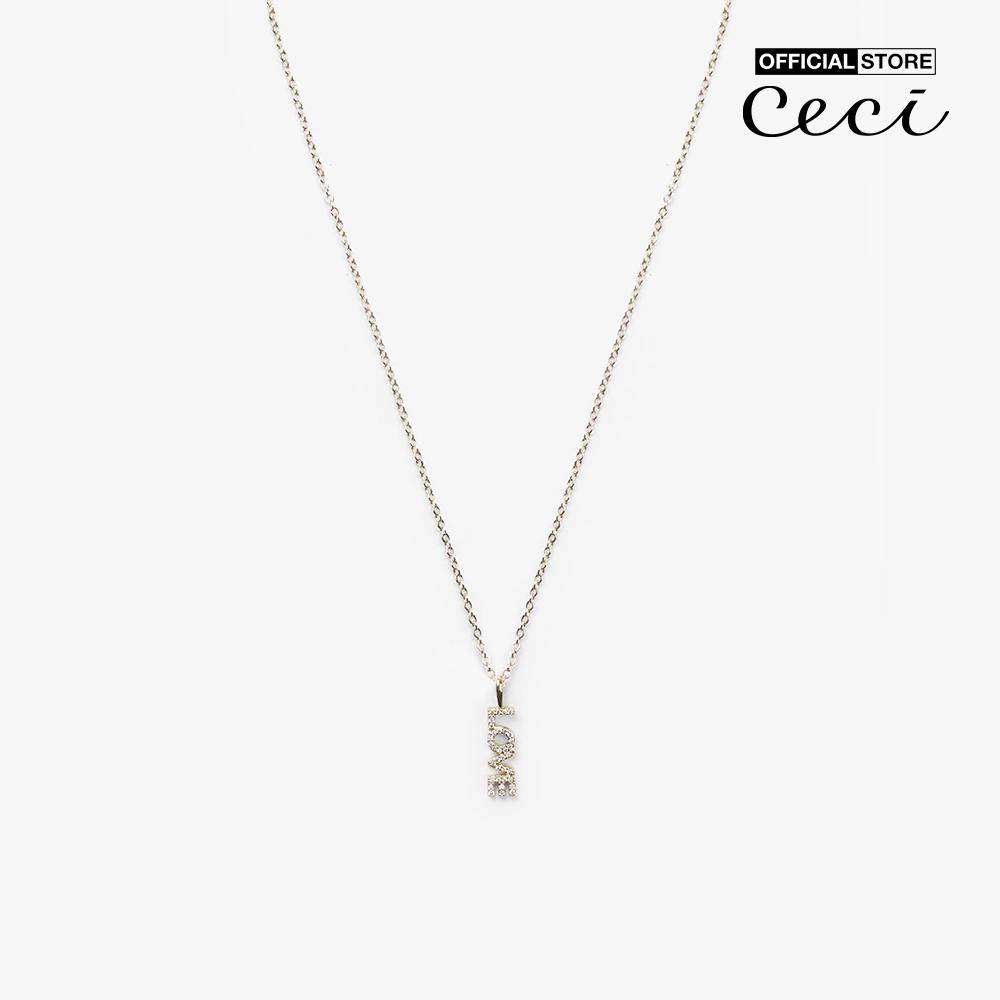 CECI - Dây chuyền nữ sợi mảnh mặt chữ Love đính đá sang trọng CC4-01000200-27