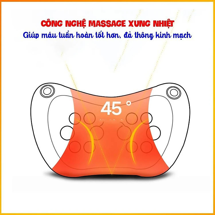 Gối massage hồng ngoại 8 bi 2 chiều cao cấp, gối mát xa cổ vai gáy chính hãng công nghệ Nhật Bản - Hàng Chính hãng dododios