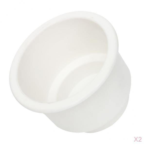 2x Boat Plastic White Recessed Cup Drink Holder for Marine Yacht Truck RV