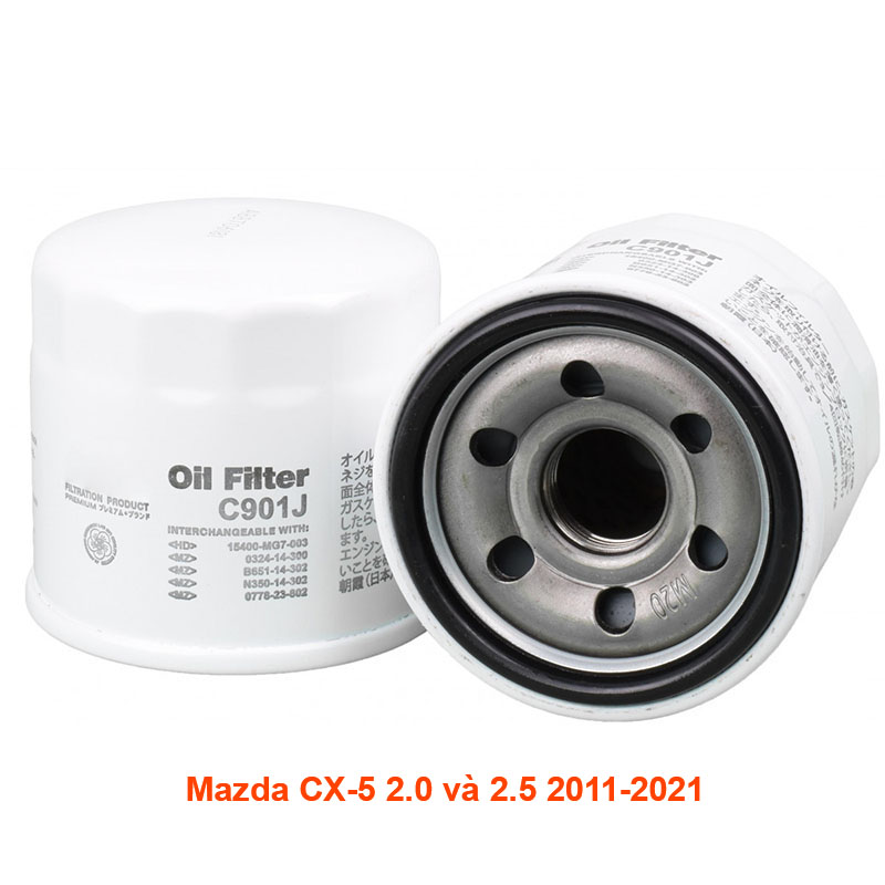 Lọc nhớt cho xe Mazda CX-5 2.0 và 2.5 2011, 2012, 2013, 2014, 2015, 2016, 2017, 2018, 2019, 2020, 2021 RF2A-14-302 mã C901J-21